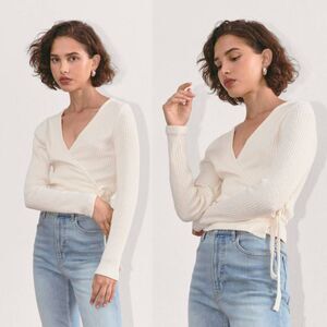 Everlane Cream Wrap Blouse
